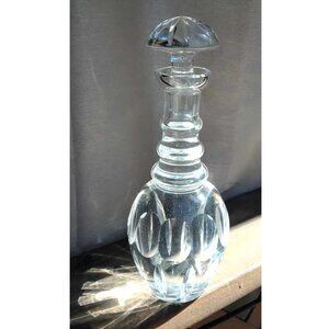 Hand Cut 24% Pbo Lead Crystal Decanter with Mushroom Stopper from West Germany